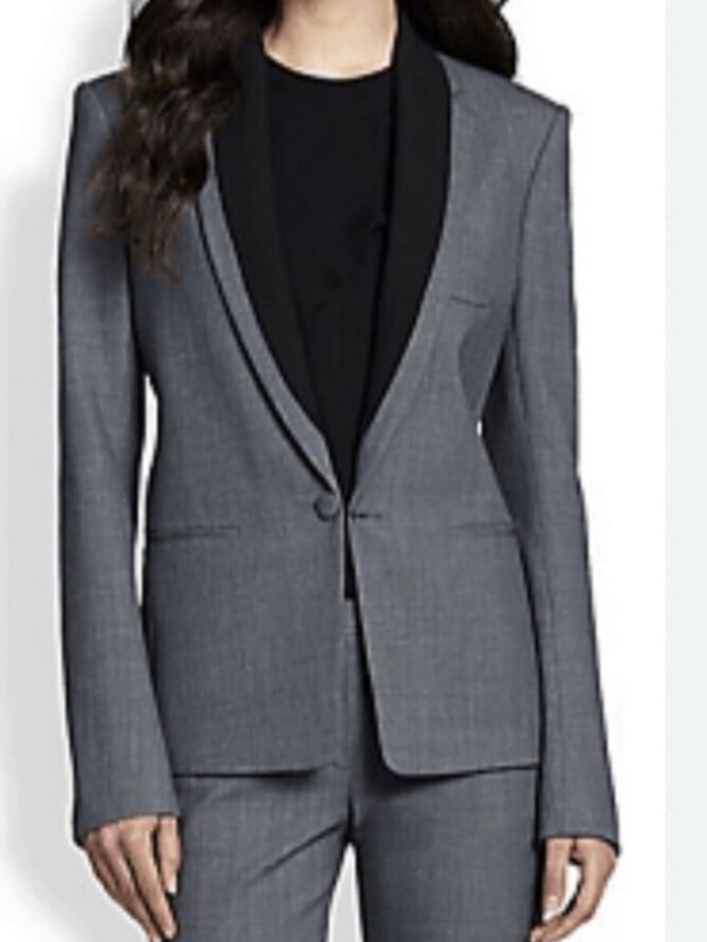 Theory Women’s One Button Blazer Donelly Wool Contrast Lapel